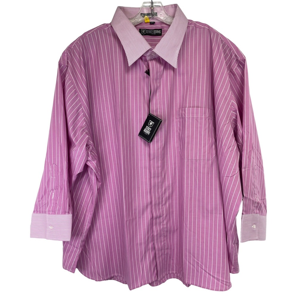 STACY ADAMS  Violet / WHITE Men's Sz 22/ 5XL Dress Shirt (T11) NWTs